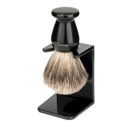 Edwin Jagger Medium Best Badger Shaving Brush with stand (Black)