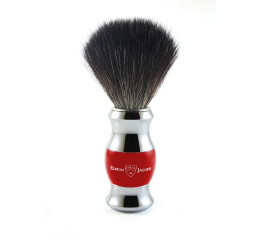 Edwin Jagger Red & Chrome Shaving Brush (Black Synthetic
