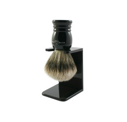 Edwin Jagger Imitation Ebony Super Badger Shaving Brush and Stand (Small)