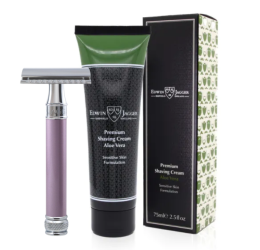 Edwin Jagger DELHE Long Heather DE Razor with Aloe Vera Shaving Cream 75ml