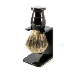 Edwin Jagger Imitation Ebony Best Badger Shaving Brush with Stand