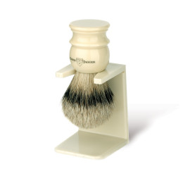 Edwin Jagger Imitation Ivory Silver Tip Shaving Brush with Stand