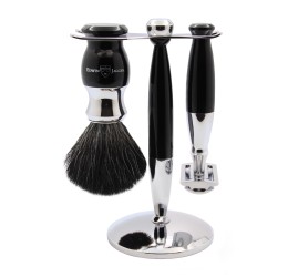 Edwin Jagger 37 Range 3pc DE Safety Razor Shaving Set Imitation Ebony (Black Synthetic)