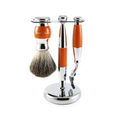 Edwin Jagger 3pc Orange & Chrome shaving set (Mach 3)