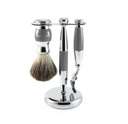 Edwin Jagger 3pc Grey & Chrome shaving set (Mach 3)