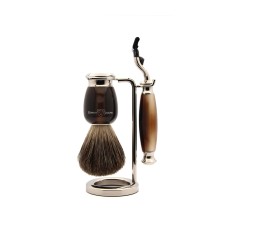 Edwin Jagger 58 Series Imitation Light Horn & Nickel Mach3 Shaving Set (Pure Badger)