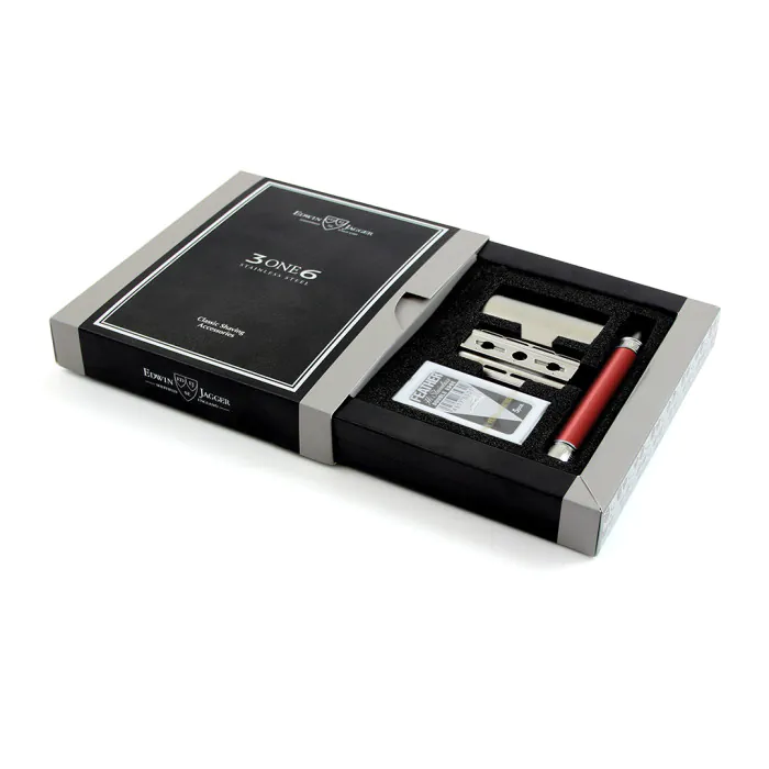Edwin Jagger 3ONE6 Double Edge Safety Razor Stainless Steel Red