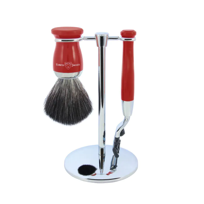 Edwin Jagger Gillette® Mach3® Razor Shaving Set Red 3pc (Black