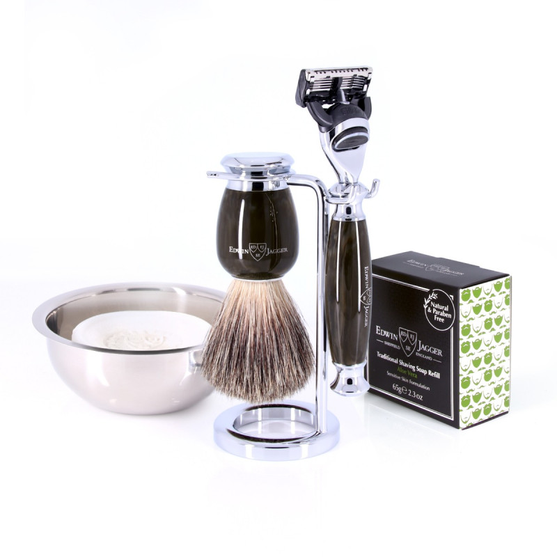 Edwin Jagger 58 Series 3pc Imitation Black Marble & Chrome Fusion Set ...