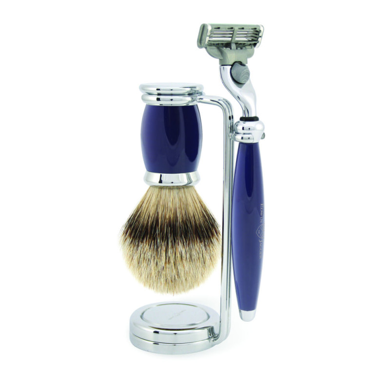 Edwin Jagger Gillette® Mach3® Razor Shaving Set Bulbous Blue 3pc