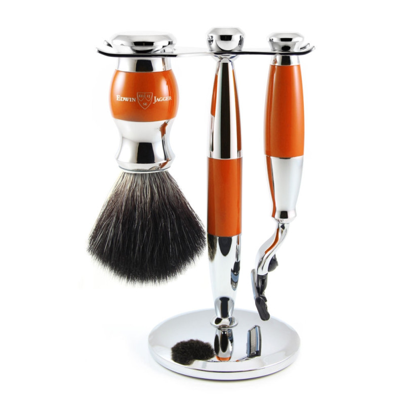 Edwin Jagger Gillette® Mach3® Razor Shaving Set Orange & Chrome