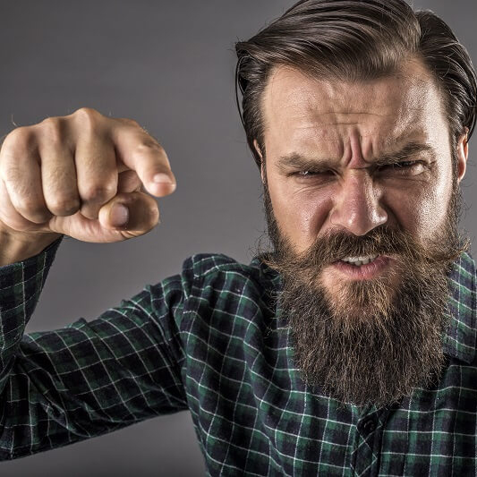 Aggressive man with a beard