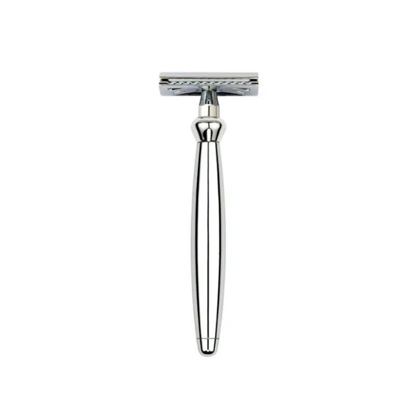 Edwin Jagger Bulbous Chrome DE Safety Razor & Feather Blades (Closed Comb)