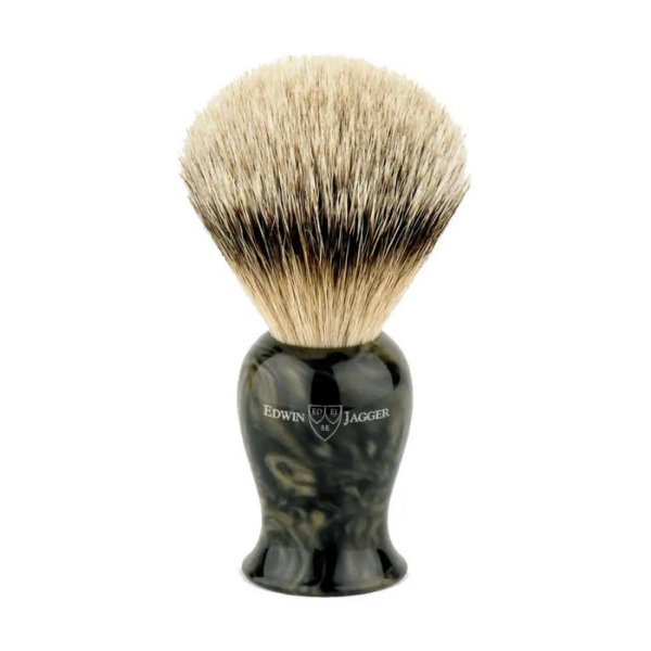 Edwin Jagger Plaza Imitation Black Marble Super Badger Shaving Brush